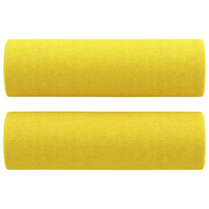 2-местен диван с декоративни възглавници светложълт 140 см плат