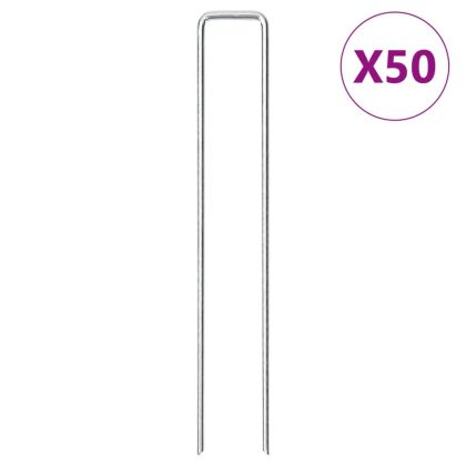 Колчета за земя U-образни 50 бр 20x3,5 см поцинкована стомана