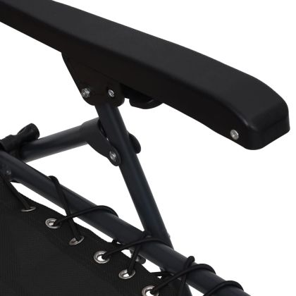 Сгъваем стол-шезлонг, textilene, черен