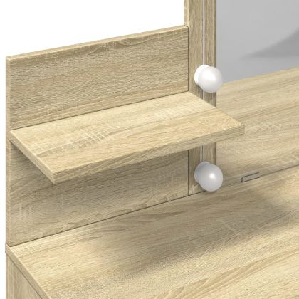 Тоалетка с LED, дъб сонома, 100x40x130 см