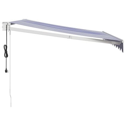 Автоматично прибираща се тента, синьо и бяло, 3,5x2,5 м