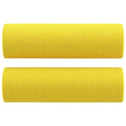 3-местен диван с декоративни възглавници светложълт 180 см плат