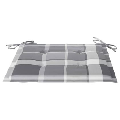 Градински столове с възглавници сиво каре 2 бр тик масив