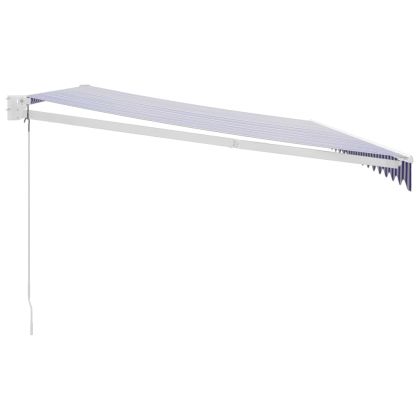 Прибираща се тента синьо и бяло 5x3 м плат и алуминий