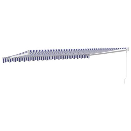 Прибираща се тента синьо и бяло 5x3 м плат и алуминий