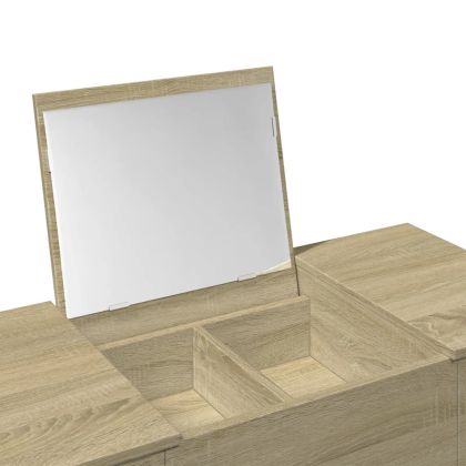 Тоалетка с огледало, дъб сонома, 100x45x76 см