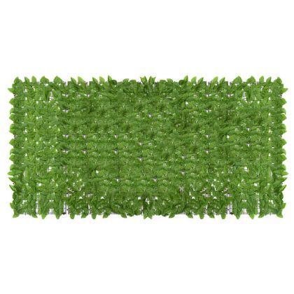 Балконски параван със зелени листа, 300x150 см