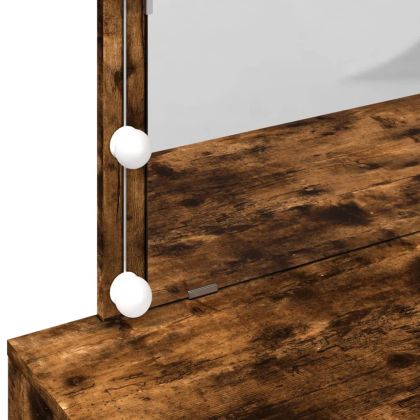 Тоалетка с LED, опушен дъб, 100x40x120 см