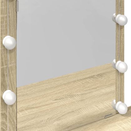 Тоалетка с LED, дъб сонома, 100x40x130 см