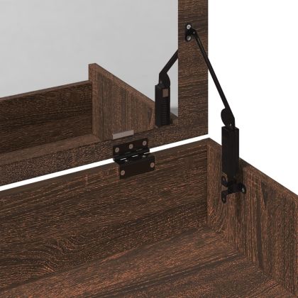 Тоалетка и табуретка, кафяв дъб, 60x40x113,5 см