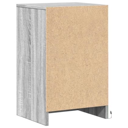 Нощно шкафче с LED осветление, сив сонома, инженерно дърво