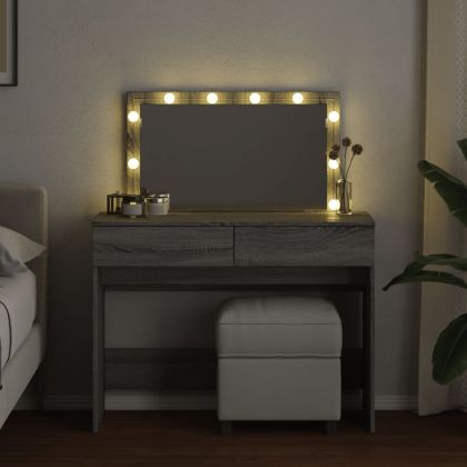 Тоалетка с LED, сив сонома, 100x40x120 см