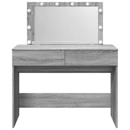 Тоалетка с LED, сив сонома, 100x40x120 см