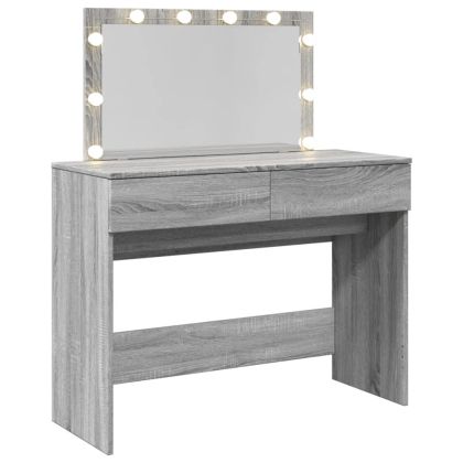 Тоалетка с LED, сив сонома, 100x40x120 см