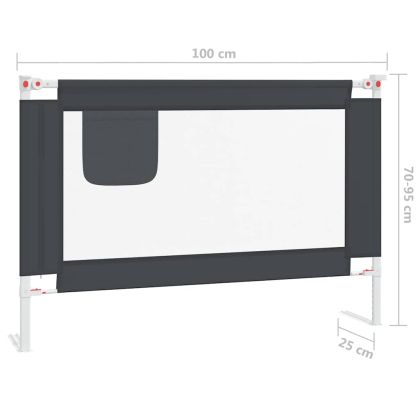 Ограничител за бебешко легло, тъмносив, 100x25 см, плат
