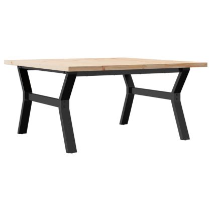 Кафе маса Y-образна рамка 90x90x45,5 см бор масив и стомана