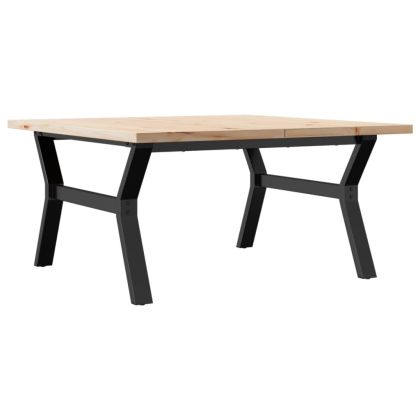 Кафе маса Y-образна рамка 90x90x45,5 см бор масив и стомана
