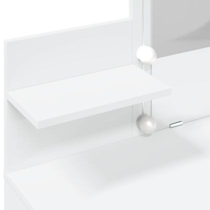 Тоалетка с LED, бяла, 100x40x130 см