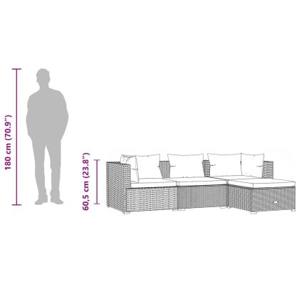 Градински лаундж комплект с възглавници 4 части кафяв полиратан