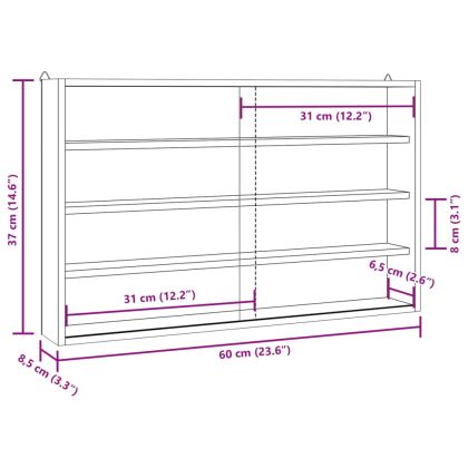 Дървена колекционерска витрина с врати 60x8,5x37 см