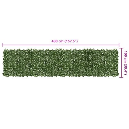 Балконски параван с тъмнозелени листа, 400x100 см