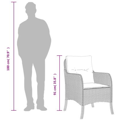 Градински трапезен комплект 3 части с възглавници светлосив