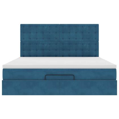 Османска легло с матраци, тъмносиньо, 160x200 см, кадифе