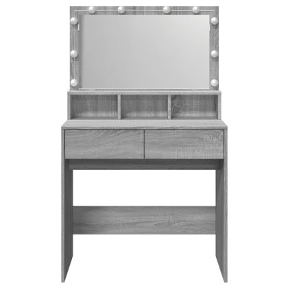 Тоалетка с LED, сив сонома, 80x41x134,5 см