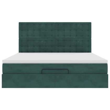 Османска легло с матраци, тъмнозелено, 160x200 см, кадифе