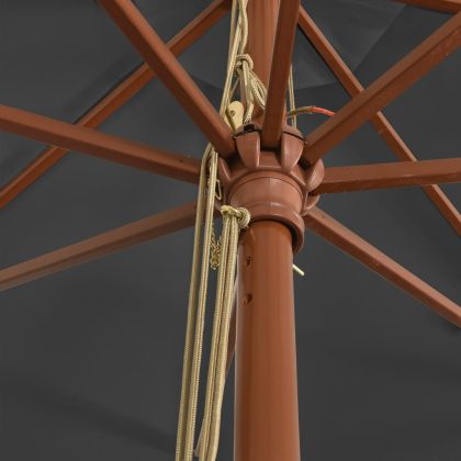 Градински чадър с дървен прът, антрацит, 400x273 см