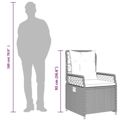 Градински комплект с възглавници, 5 части, бежов полиратан