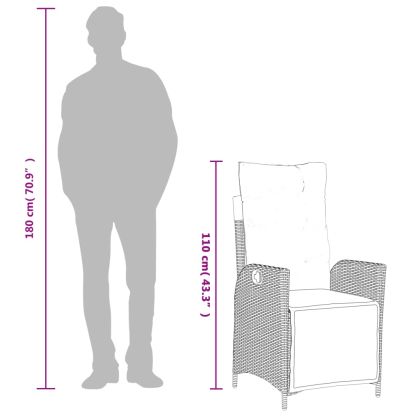 Градински трапезен комплект 3 части с възглавници светлосив