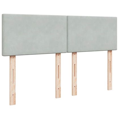 Османско легло с матрак Светло сиво 140x200cm кадифе