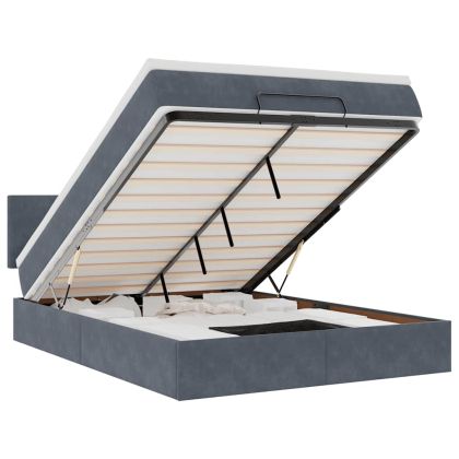 Османско легло с матрак Тъмно сиво 140x200cm кадифе