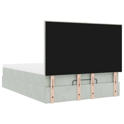 Османско легло с матраци Светло сиво 140x200cm кадифе