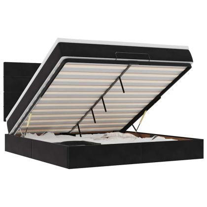 Османска легло с матраци, черно, 160x200 см, кадифе