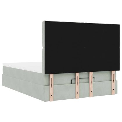 Османско легло с матраци Светло сиво 140x200cm кадифе