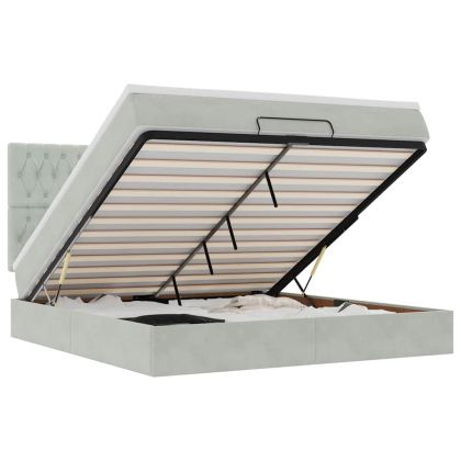 Османска легло с матраци, светлосиво, 160x200 см, кадифе