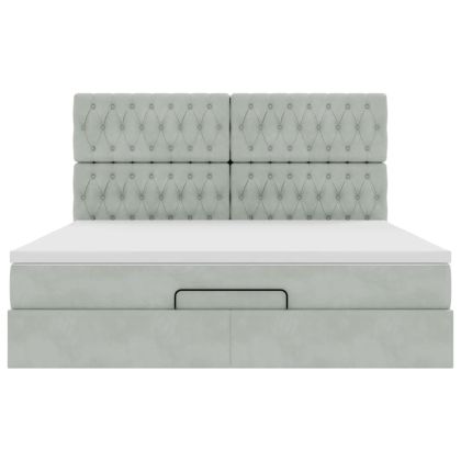 Османска легло с матраци, светлосиво, 160x200 см, кадифе