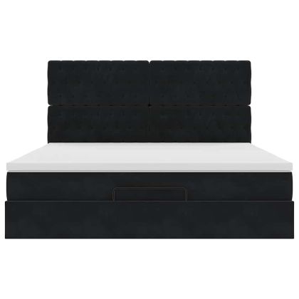 Османска легло с матраци, черно, 160x200 см, кадифе