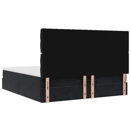 Османска легло с матраци, черно, 160x200 см, кадифе