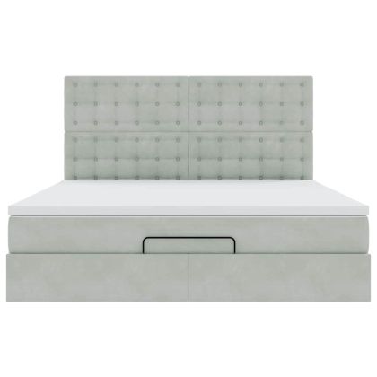 Османска легло с матраци, светлосиво, 160x200 см, кадифе