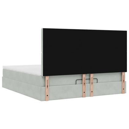 Османска легло с матраци, светлосиво, 160x200 см, кадифе