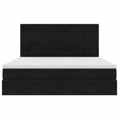 Османска легло с матраци, черно, 160x200 см, кадифе