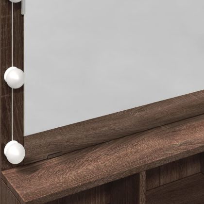 Тоалетка с LED, кафяв дъб, 80x41x134,5 см