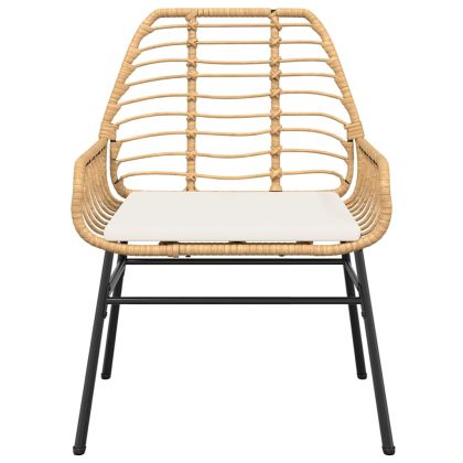 Градински комплект с възглавници 7 части кафяв полиратан стъкло