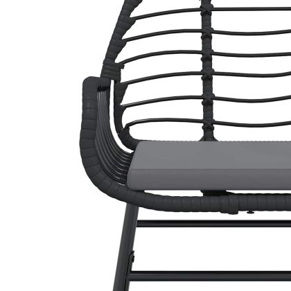 Градински комплект 5 части с възглавници черен полиратан стъкло