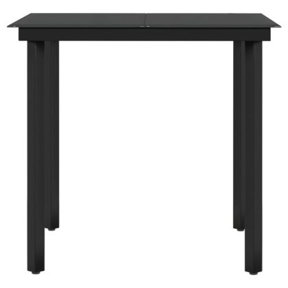 Градински трапезен комплект от 3 части с възглавници черен