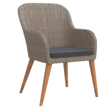 Градински трапезен комплект от 3 части с възглавници кафяв