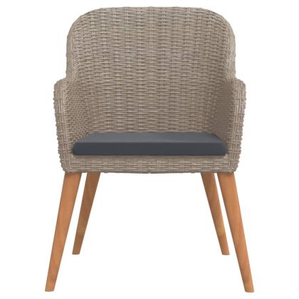 Градински трапезен комплект от 3 части с възглавници кафяв